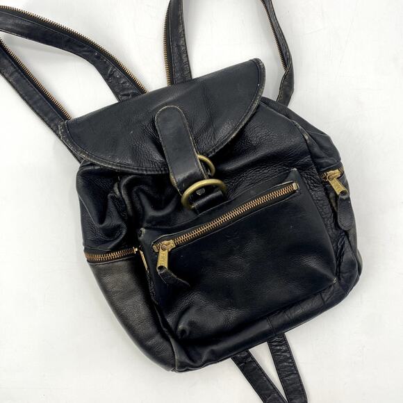 Frye black leather distressed backpack main image 4